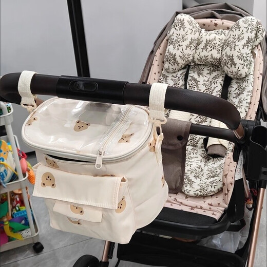 Sac de poussette, sac de poussette pour bébé, accessoires universels, adapté au sac de marche pour bébé, sac de rangement, poussette parapluie, rangement de voiture pour enfants, tissu Oxford 600D ordinaire noir