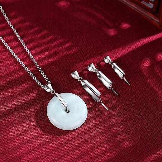 Minamiuri 925 silver safety buckle clip jade jade beeswax empty support silver buckle pendant buckle buckle DIY jewelry accessories melon seed safety buckle buckle-large size