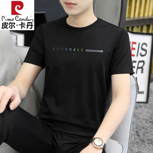 Pierre cardin ice silk T-shirt men's short-sleeved summer cool thin black modal comfortable T-shirt half-sleeved top sweat-free quick dry 1416 white (high-quality model) M (95Jin[Jin equals 0.5 kg]-110Jin[Jin equals 0.5 kg])