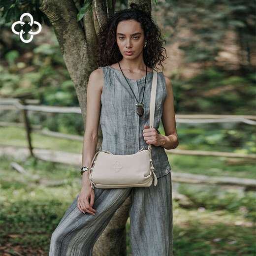 CASSILE Cassole women's bag tote bag 2025 real deer leather commuting light luxury crossbody bag birthday gift milkshake white