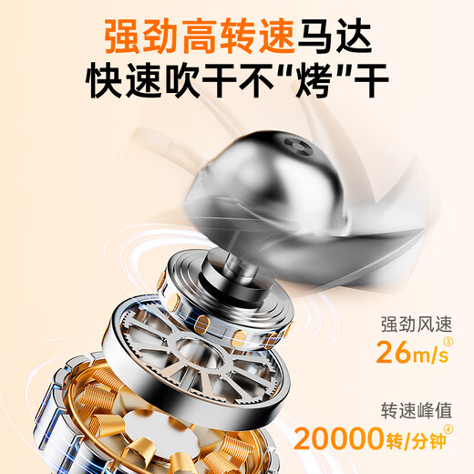 苏泊尔（SUPOR）5亿负离子护发电吹风 便携可折叠速干吹风机 智能控温家用宿舍风筒 EHDL-F844A米橙 生日/节日礼物