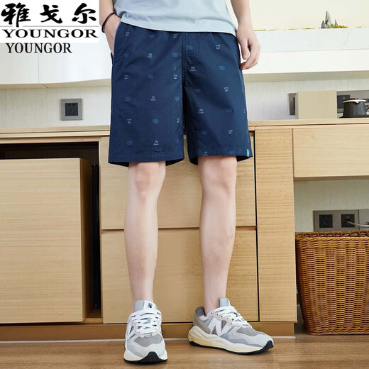 Yager [High-String Pure Cotton] 2025 SOMMER SOMMER NEUER CASISSISCHE SPORT SHRESS SHORTS MÄNNER LOSSEN LOSSER BEACH Fünf-Punkte-Hose Dunkelblau-D9215 L