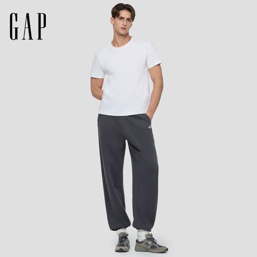Gap Men's 2025 Autumn New Offset LOGO Elastic Waist Loose Fleece Sweatpants Leg Pants 786421