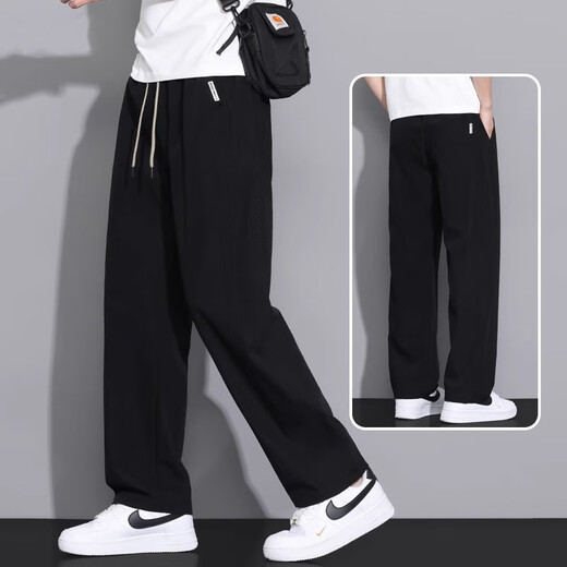 Jüdische Eisseide -Scimitar -Hosen für Männer Sommer dünn 2025 Neu loser, gerade Sommer drapiert entspannte lässige Hose 6636 Khaki [leicht und atmungsaktiv] 3xl