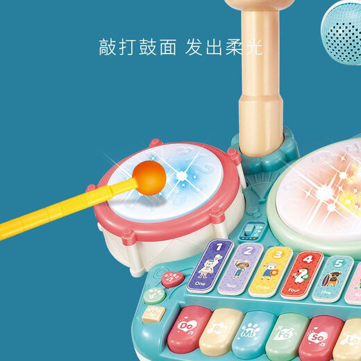 儿童钢琴架子鼓二合一玩具初学者8启蒙爵士鼓乐器宝宝打鼓3岁男孩 【基础版架子鼓-绿】 充电版（充电电池+充电器）