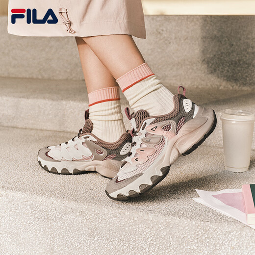 Chaussures pour femmes officielles Fila, chaussures de papa, chaussures de sport, 2025 chaussures neuves automne, chaussures de champignons à semelles épaisses, chaussures décontractées, cendres de charbon flottantes / agate blanc grey-cc 36