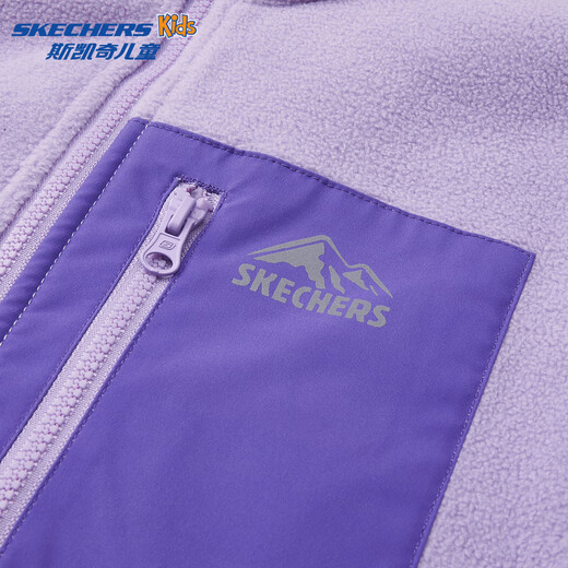 Skechers 2025 autumn new children's water-proof, windproof and sunproof three-in-one jacket for boys and girls, versatile jacket, dark purple/00QD 140