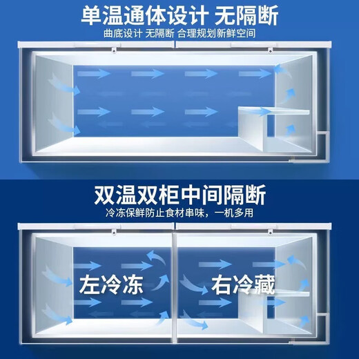 Zexue 1.4-meter freezer for commercial large size large capacity deep body ice cream cabinet commercial household freezer intelligent temperature control with basket island cabinet refrigeration refrigeration dual temperature energy-saving copper tube refrigeration [698 digital display] 1.97 meters long single temperature expansion type 丨 first-level energy-saving