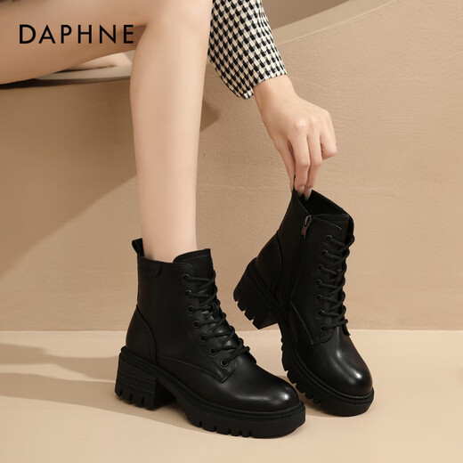 Daphne Martin boots women's new breathable short boots British style thick sole heightening versatile boots black 37