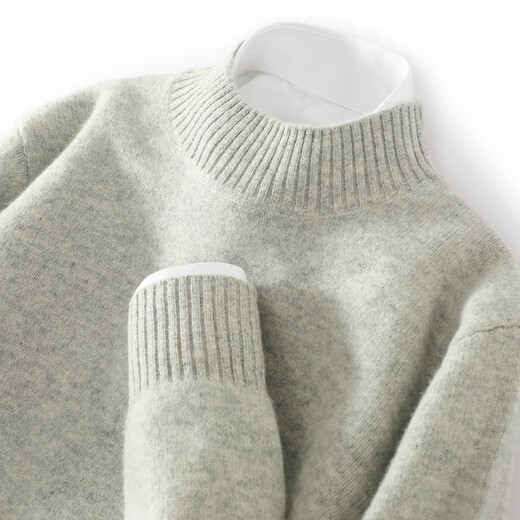 
Mongolian cashmere Ordos City produces autumn and winter thickened half-high-neck cashmere sweater men's base shirt warm solid color sweater underwear flower blue L 130-----150Jin [Jin equals 0.5 kg]