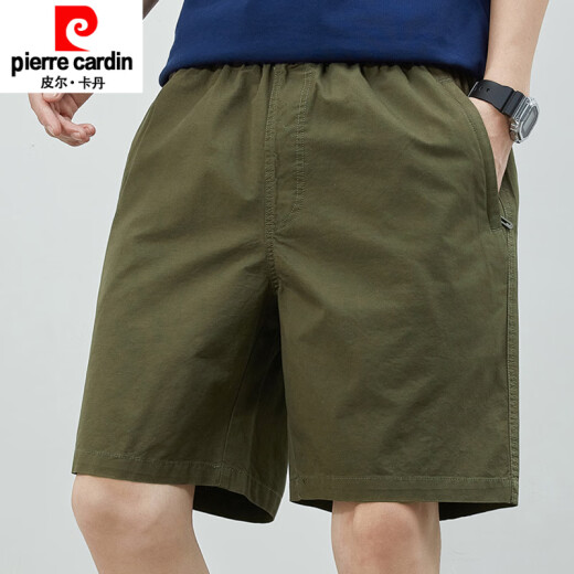 皮尔卡丹（pierre cardin）男款夏季薄款纯棉中裤大码宽松休闲深蓝潮流5分外穿五分裤子新品 短裤9224卡其 M 建议90-120斤