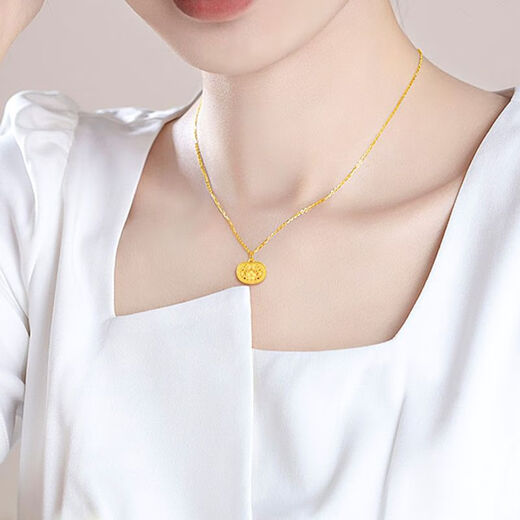 Gold necklace 999 pure gold covered with silver 5D hard gold Ruyi safe lock new Chinese style ethnic style women's necklace pendant filigree Ruyi lock pendant gold content 0.2 grams
