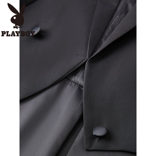 Playboy (PLAYBOY) Men's Tuxedo Slim Suit Suit Stage Performance Chorus Host Groom Wedding Banquet Conductor Suit Black Tuxedo Suit + Pants + Vest Waistband 3XL Weight 170Jin Jin is equal to 0.5 kg or so