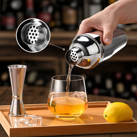 CLITON304 stainless steel cocktail mixer, milk tea shop hand-made lemon artifact cocktail hand-shake shaker cup and pot 7-piece set