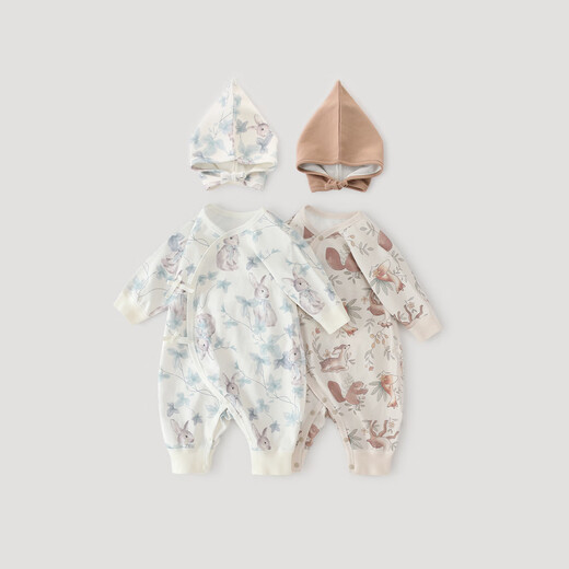 Bali Piggy Newborn Baby Clothes Pure Cotton Category A Autumn Newborn Strap Monk Clothes Ins Wind Climbing Clothes Baby Jumpsuit Yiyun Rabbit Shadow 73cm
