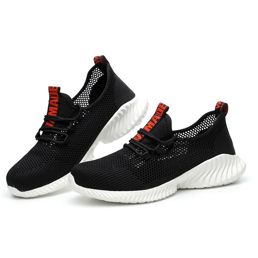 Chaussures de protection du travail pour hommes en été en acier respirant têtes anti-smash et perforation légère confortable confortable semelle douce de sécurité de travail pour femmes 9227 rouge 37