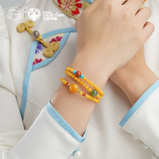 Potala Palace beeswax amazonite multi-circle bracelet lapis lazuli amber silver inlaid agarwood gourd bracelet birthday gift for men and women