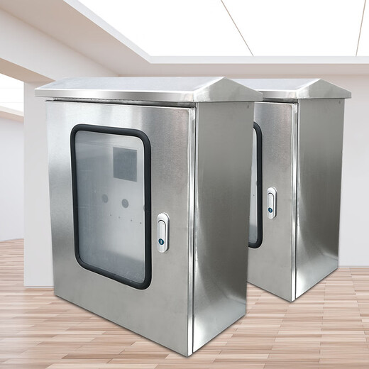 Outdoor door distribution cabinet stainless steel 304L outdoor double door distribution box waterproof and rainproof box monitoring instrument box silver stainless steel 201 plate 400x300x200mm inner door opening as shown in the picture 1mm