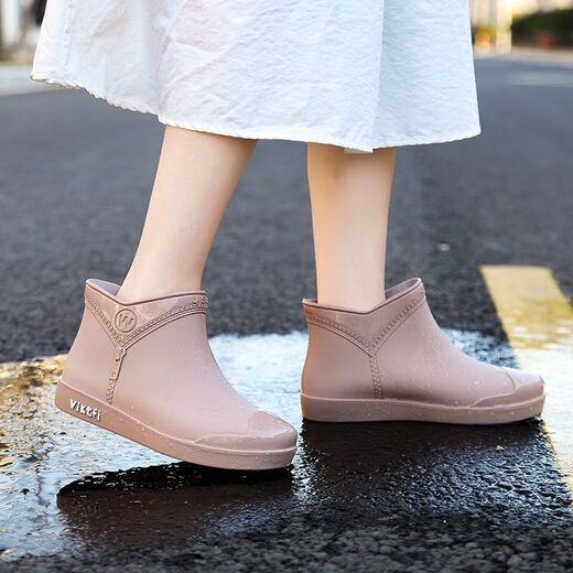 Chaussures à eau d'oxygène Bottes de pluie antidérapante pour femmes, antidérapantes portent de nouvelles bottes de pluie à tube courte pour femmes plus couvercle en coton pour toutes les saisons adultes 688 bottes de pluie - violet [taille standard] 37 [235 mm]