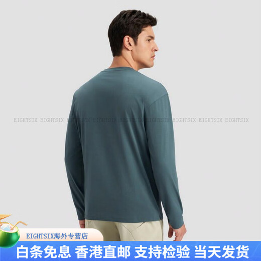 DESCENTE Essential series simple Henry collar quick-drying long-sleeved T-shirt sweater for men DB-DARK BLUE L