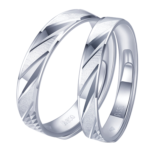 China Jewelry China Jewelry Platinum Pair of Rings Male and Female Couple Ring Engagement Wedding Platinum Polished Plain Ring JD Female Ring Live Adjustable 3.40g