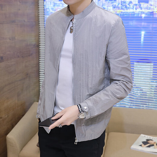 Summer thin sun protection clothing for men, outdoor breathable sun protection clothing, men's hooded jacket, outdoor fishing clothing, light gray 2XL