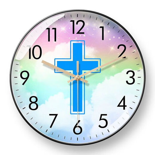 Creative Cross Wall Clock Living Room Bedroom Wall-Mounted Silent Clock Simple Clock Home Wall-Mounted Silent BF3271-Black Frame Golden Needle 8-inch Super Silent Stone Clock