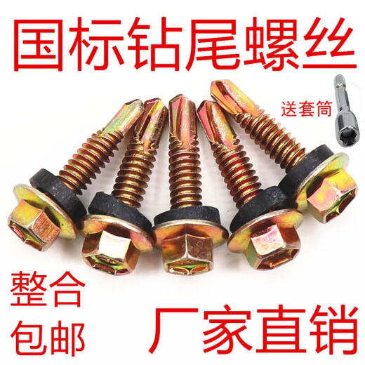 BEYZK整盒精工 自攻钻尾丝自钻丝彩钢瓦燕尾螺丝钉六角头5.5新款 整盒5.5*19支送套筒