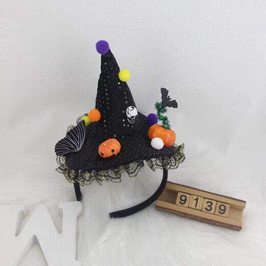 Beautifully made Halloween headbands, cute and funny ghost pumpkin headbands, witch magic hats, photo COS performance decorations, pumpkin skull black hat headbands 1 pack