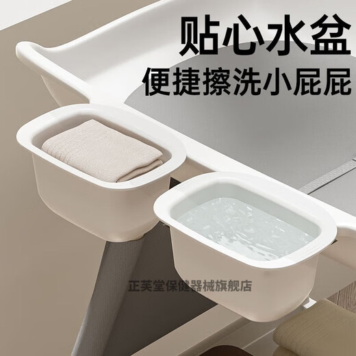 馍彭婴儿换尿布操作台护理新生儿宝宝洗澡按摩抚触多功能可移动 莫兰迪白 轮+侧袋+软垫+储物框2