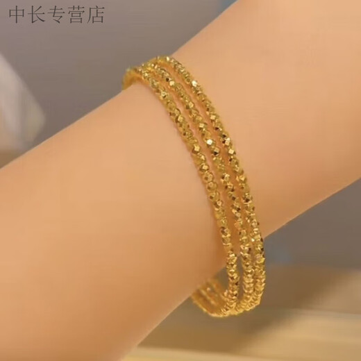 He Jiagong Lao Phoenix 999 gold pure gold Sansheng III bouncy bead elastic bracelet Internet celebrity multi-layer design bracelet high security