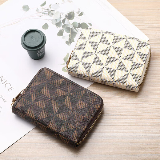 Organ card holder, large capacity, multi-card slots, driving document bag, retro storage bag, multi-functional men's and women's anti-degaussing card holder, windmill pattern off-white (18 cards + 2 ID slots)