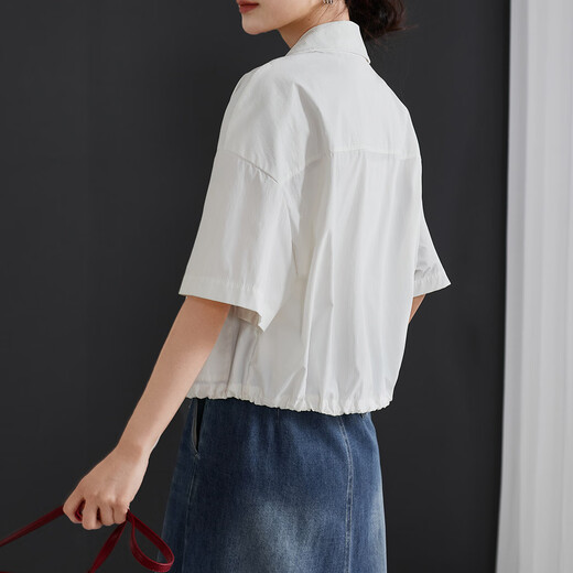 Sophiesel Lapel Camper Save String Jacket for Women 2025 Summer Fina de moda versátiles transpirable Top White S