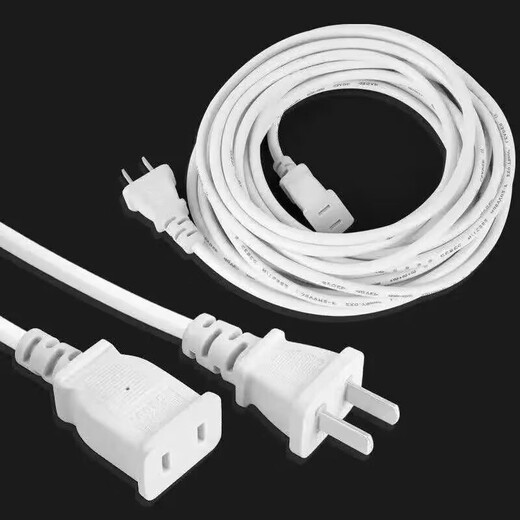 Jiazhidong high-power power supply charging extension cord socket two-pin plug strip wiring board fan two-plug extension cable thick extension cord straight 2800 watts white/0.5