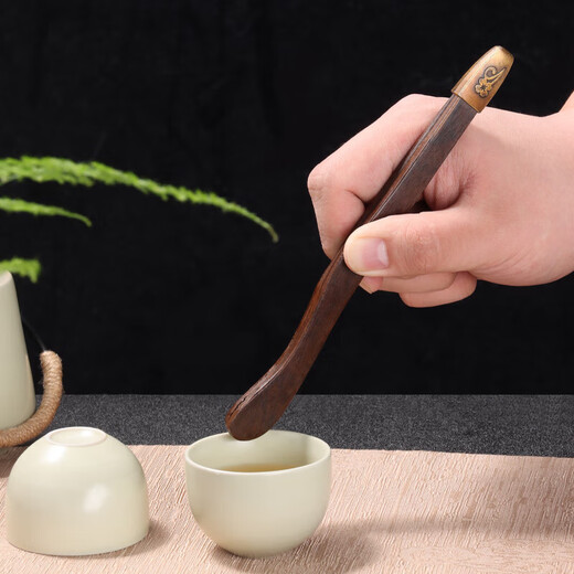 Baijie tea cup clip tea set accessories non-slip tea cup tea tweezers tea ceremony six gentlemen alloy tea clip ebony tea clip