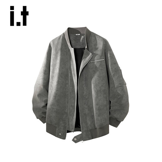 CHOCOOLATEit American flying motorcycle leather jacket men's winter new high street fashion brand washed jacket jacket cement gray 2XL