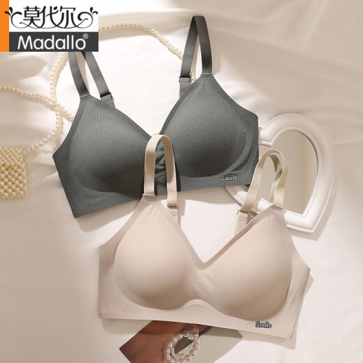 莫代尔无痕舒适3D果冻软支撑内衣女小胸聚拢防下垂夏季薄款大胸显小胸罩 乌灰色+肤色 80A L码36/BC