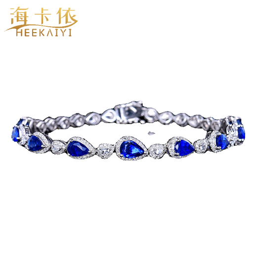 HEEKAIYI Sapphire Bracelet Sri Lanka Royal Blue Bracelet 18K Gold Diamond 520 Valentine's Day Birthday Gift for Wife Selected 3.73 carats/AIGS/Royal Blue