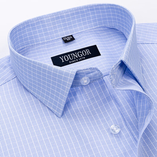 
Yager short-sleeved shirt for men 2025 new middle-aged casual high-end ironing pure cotton striped casual white shirt orchid DX6623 38