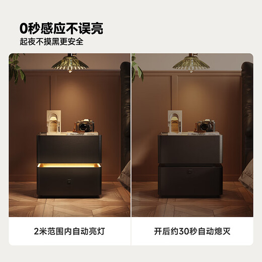 CHEERS modern minimalist primary and secondary bedroom storage slate light luxury high-end 2025 new retro style bedside table G067 white