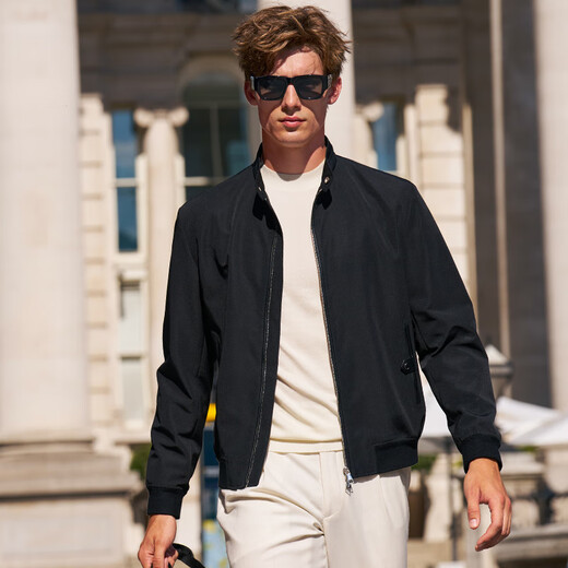 Mr. Bu's Versatile Stand Collar Spliced Jacket Men's 2025 Autumn and Winter New Casual Solid Color Jacket Men's PT16789 Piano Black L (175)