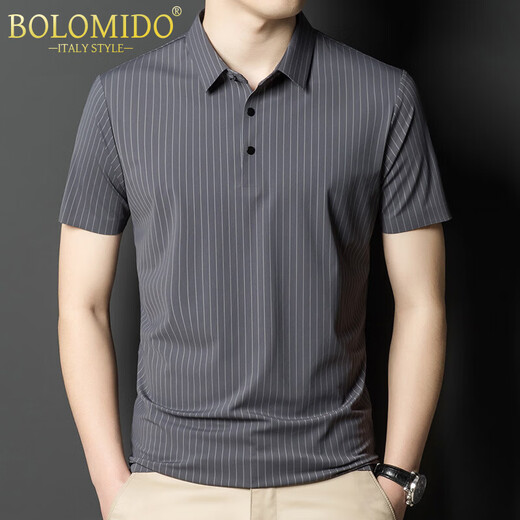 Bolomido高端奢侈品男装短袖Polo衫男夏季新款翻领短袖T恤无痕宽松打底衫 143HB6996蓝色 L 175