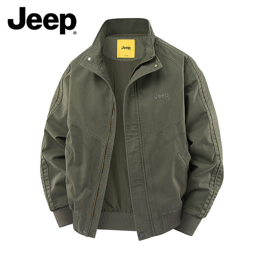 Jeep (JEEP) American genuine American cotton work jacket top men's spring and autumn trendy brand heavyweight stand-up collar flight jacket autumn and winter black regular shopping mall same style XL suitable for 145Jin Jin equals about 0.5 kg