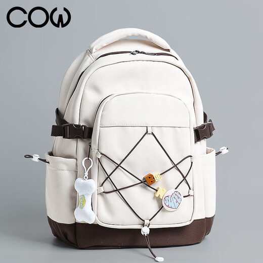 
COW schoolbag trendy backpack for girls backpack large capacity junior high school high school college students casual laptop bag blue