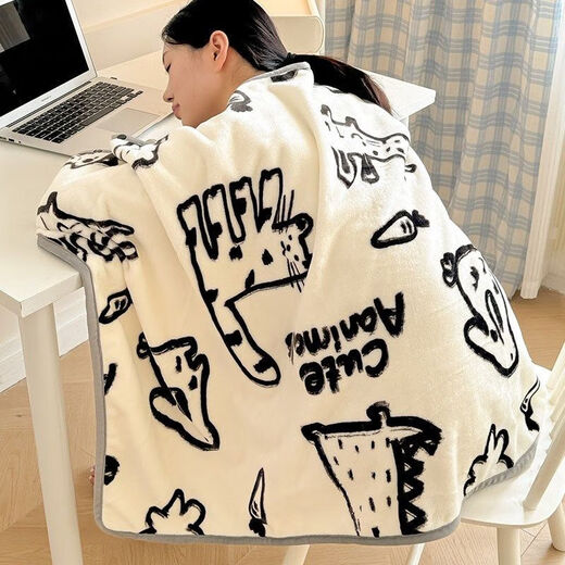 Universal confinement shawl Summer medical nap blanket with snap shawl Office cold-proof air conditioning blanket confinement shawl Garden Rabbit double-sided milk velvet four-season blanket 80x130cm children's shawl leg blanket