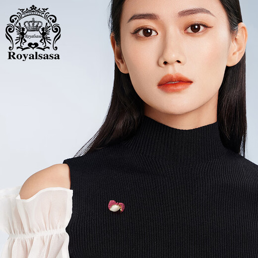 Royal sasa royal sasa cute concubine smiles lychee small brooch women's anti-exposure buckle high-end suit accessories pin
