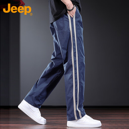 JEEP Casual Pants Men's Autumn and Winter Loose Straight Pants Men's Trendy Workwear Sports Pants Men's Pants Blue XL