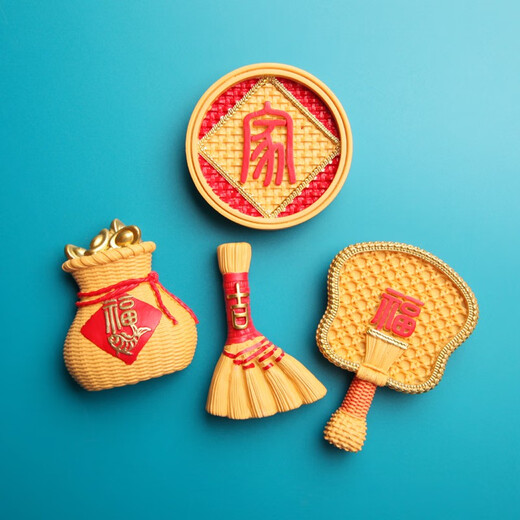 LIVE PAI Kühlschrankmagnet, Neujahr, festlicher nationaler Trend, dreidimensionaler Frühlingsfest-Magnet, chinesischer Stil, Kühlschrank, Heimdekoration, magnetische Nachrichtenaufkleber, Kombination 1046+1047+1048+1049, mittelgroß