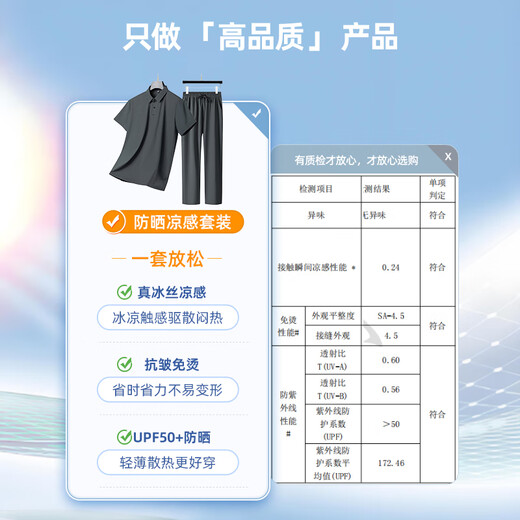 Baocai Sheep Father's Day gift practical dad suit summer short-sleeved T-shirt men ice silk polo sports middle-aged and elderly clothes