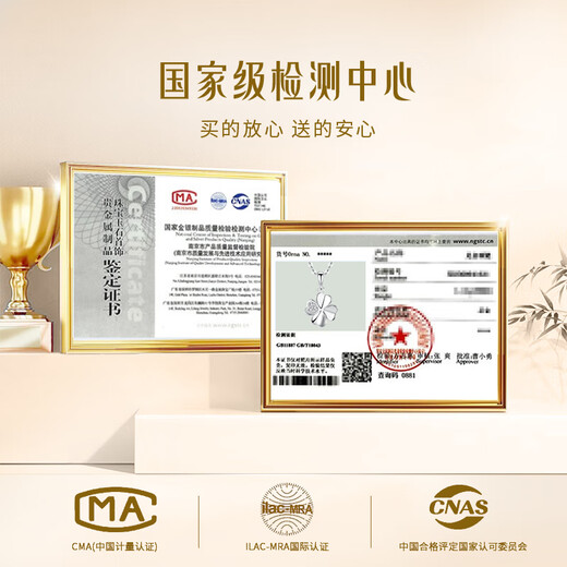 CHINA GOLD PT950 platinum necklace women's love four-leaf clover platinum pendant anniversary birthday gift for girlfriend and wife four-leaf clover platinum pendant free silver chain souvenir